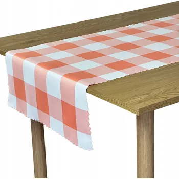 ubrus Běžec na stůl Odolný proti skvrnám Dekorativní Alice Vzor Mřížka Oranžový 50x140 cm