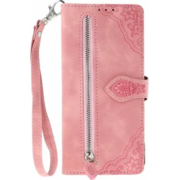 Pouzdro na mobilní telefon Pouzdro Xiaomi Redmi Note 13 Pro 5G knížkové se zipem růžové (kryt neboli obal na Xiaomi Redmi Note 13 Pro 5G)