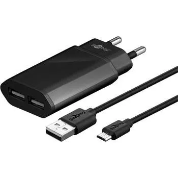 Goobay Napájecí adaptér 230V na 2xUSB, ultra slim, 2.4A + micro USB 1m kabel