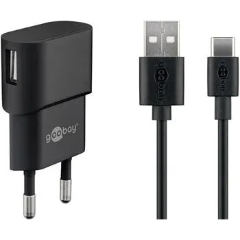 Goobay Napájecí a nabíjecí adaptér 230V na USB 5V/1A + USB-C kabel 1m