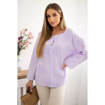 Dámská halenka Kesi Włoski Košilová halenka s vyšívaným vzorem fialka Kesi Włoski fialová 3340817