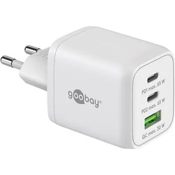 Goobay Napájecí a nabíjecí adaptér 230V na 2x USB-C a 1x USB-A PD (Quick charge) 65W, bílý