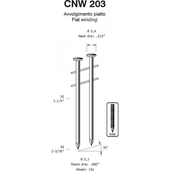 Hřebík Hřebíky s kroužky OMER CNW 203/38 R ZN