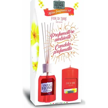 Osvěžovač vzduchu Aroma difuzér 102701 Sweet Home květy Tiaré 100ml. Set difuzoru a svíčky 135g.
