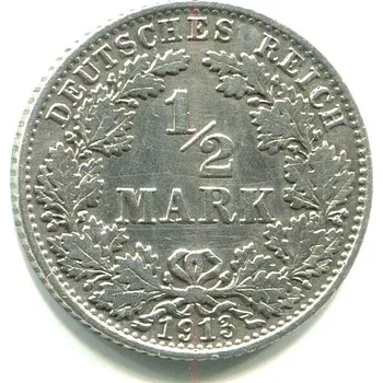 NĚMECKO. 1/2 Mark 1913/D Ag.