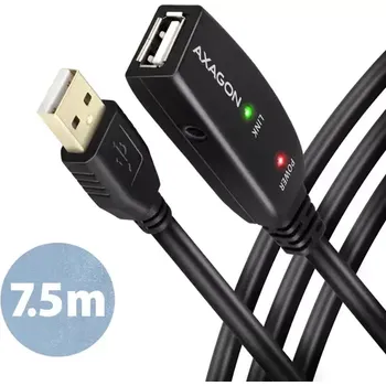 Datový kabel AXAGON ADR-207, USB 2.0 A-M -> A-F aktivní prodlužovací / repeater kabel, 7.5m
