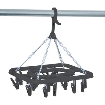 Sušák na prádlo MSV závěsný sušák s 20 kolíčky, tmavě šedý, plast, obdélníkový