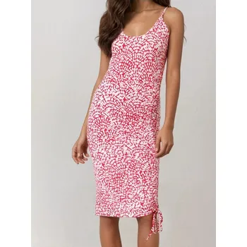 Dámské šaty Sinsay - Midi šaty s leopardím potiskem - červená - 6332U-33X - 6332U-33X-XXS