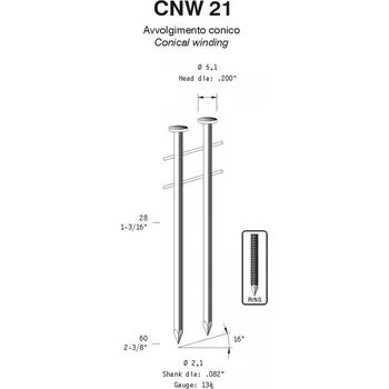 Hřebík Hřebíky s kroužky OMER CNW 21/38 R