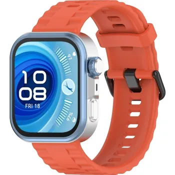 Ostatní příslušenství k chytrým hodinkám VSECHNONAMOBIL 111317 RIBBED Silikonový řemínek pro Huawei Watch Fit 4 / Fit 4 Pro oranžový