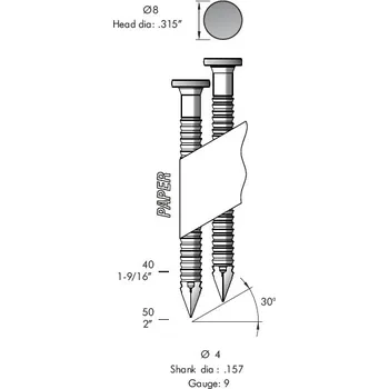 Hřebík Kotevní hřebík nastřelovací 40mm kroužkový 34° / 4mm