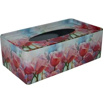 Úložný box Plechová krabička na tissue Tulipány