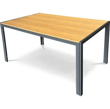 Zahradní stůl ELYORIV, dekor dub, šedá kovová konstrukce + vyzvednutí ZDARMA