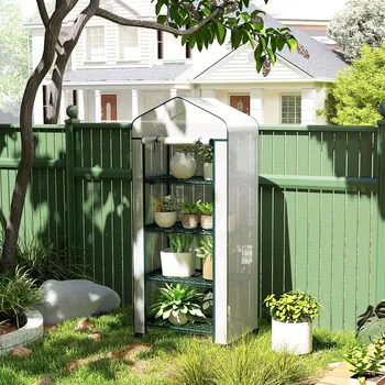 Skleník Outsunny Foliovník se 4 policemi, 69 x 50 x 165 cm, bílý 495535