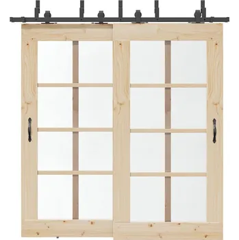 Tesařské kování vidaXL Sada příslušenství pro posuvné dveře 213,5 cm ocelová černá [3295732]