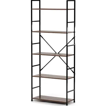 police Regál ZORHALQUIN, 5 polic, dekor staré dřevo, černý lak + vyzvednutí ZDARMA