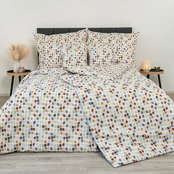 Povlečení Kvalitex Krepové povlečení Mozaika bílá/modrá/žlutá/cihlová povlak na polštářek 40x40 cm