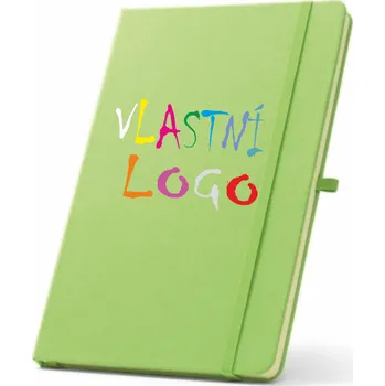 Zápisník ON-DESIGN Zápisník A5 z 100% rPET s linkovanými stránkami ANNE s vlastním potiskem Barva: trávově zelená
