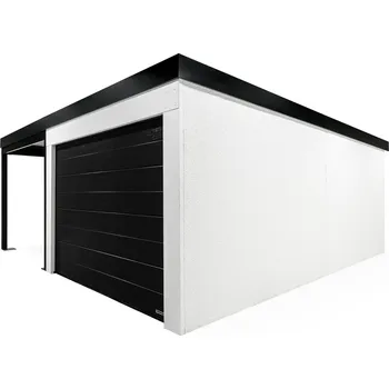 Přístřešek na auto GARDEON® Garáž s vraty Hörmann, oknem a levým přístřeškem 3,5 m x 6 m