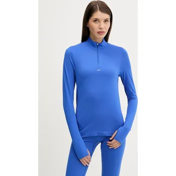 Tričko s dlouhým rukávem Pangaia Plant-Stretch Zipped Long Sleeve Top dámské, modrá barva, 10002426, M, 55X