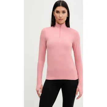 Tričko s dlouhým rukávem Pangaia Plant-Stretch Zipped Long Sleeve Top, M, růžová, 34X