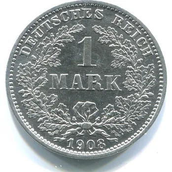 NĚMECKO. 1 Mark 1908/E. Ag.