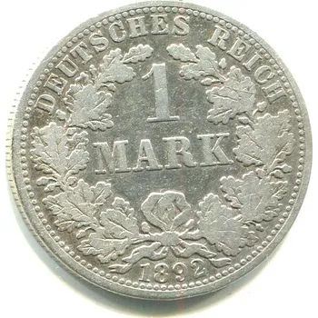 Sběratelství NĚMECKO. 1 Mark 1892/A. Ag.
