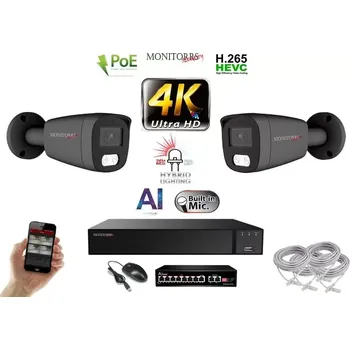 Kompletní kamerový systém MS AI Hybrid Light IP 2 kamerový set se switchem 8 Mpix GTube (6483K2B) (Monitorrs Security)