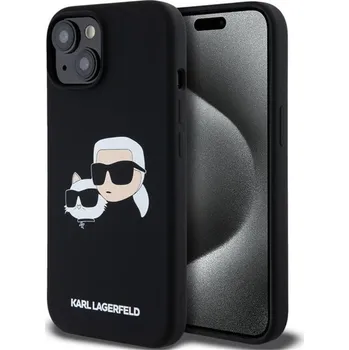 Pouzdro na mobilní telefon Karl Lagerfeld Liquid Silicone Double Heads Magsafe zadní kryt iPhone 15 Pro Max černý