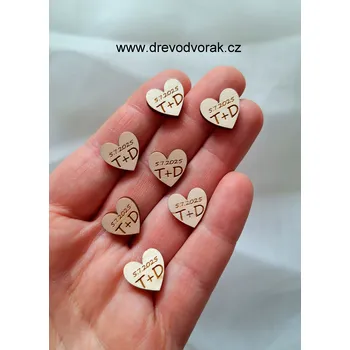 Svatební dekorace Srdíčko na vývazky s laserováním