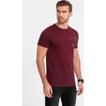 Ombre Clothing Pánské tričko s krátkým rukávem Themphie kaštanová XL V2 OM-TSPT-0154