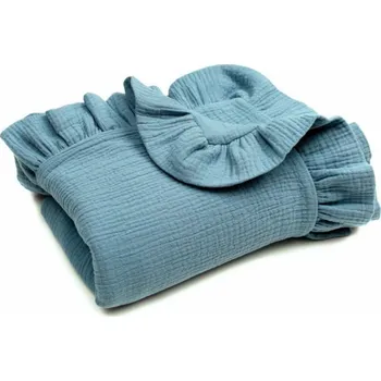 Dětská deka Buničina BULIČINOVÁ-MUSLÍNOVÁ DEKA S VOLÁNÍM 90X120CM MODRÁ