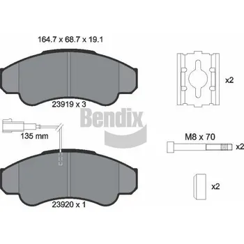 Brzdová destička Sada brzdových destiček, kotoučová brzda BENDIX Braking BPD1282