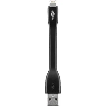 Goobay Lightning iPhone nabíjecí a synchronizační kabel, plochý, černý, 8pin - USB A M/M, 10cm