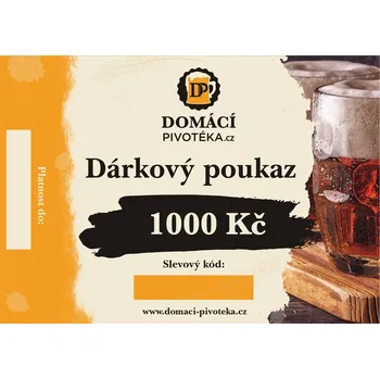 Pivo Domácí pivotéka Poukaz na pivo 1000 Kč Druh: Zaslat emailem, vytisknu si sám.
