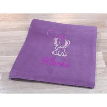 Dětská deka Dětská deka se jménem NA PŘÁNÍ 75x100 Slůně fialová