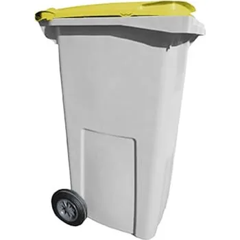 Popelnice Plastová popelnice 240 l, šedá se žlutým víkem, II. jakost, doprodej
