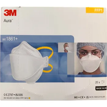 respirátor 1861+ 3M Aura filtrační polomaska pro zdravotnictví bez ventilku, FFP1, Balení 20 ks, cena za kus
