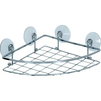 Drátěná police MSV rohová polička s přísavkou VENTOUSES, do koupelny, ocel, PVC