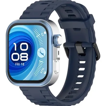 Ostatní příslušenství k chytrým hodinkám VSECHNONAMOBIL 111316 RIBBED Silikonový řemínek pro Huawei Watch Fit 4 / Fit 4 Pro tmavě modrý