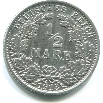 NĚMECKO. 1/2 Mark 1913/E Ag.