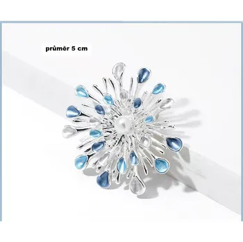 Brož Brož Modrostříbrná květina s perlou