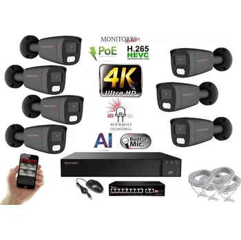 Kompletní kamerový systém MS AI Hybrid Light IP 7 kamerový set se switchem 8 Mpix GTube (6483K7B) (Monitorrs Security)
