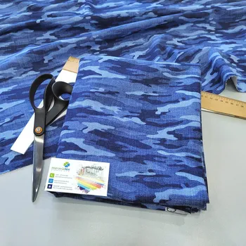 Moraviatex Balíček 1metr - Teplákovina 100% Bavlna potisk Jeans maskáč modrý (0,55kg)