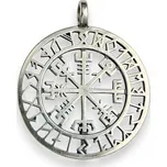 Drakkaria VEGVISIR - kompas, islandská runa, stříbrný přívěsek, Ag 925, velký, 10g