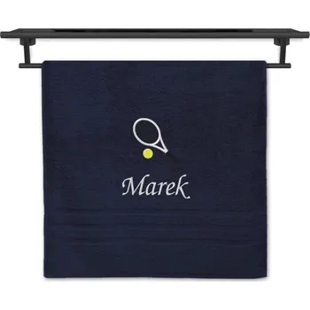 Osuška se jménem NA PŘÁNÍ tmavě modrá 70x140 Tenisová raketa