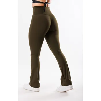 Dámské legíny GoldBee Zateplené Zvonové Legíny Stahující Pas Dark Green Barva: Green, Velikost: XS