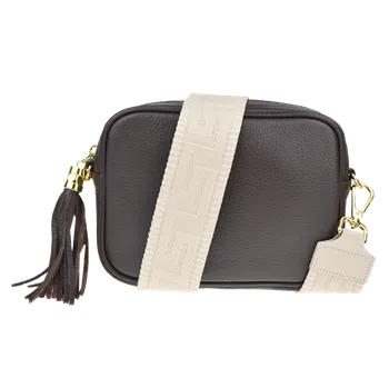 Kabelka NovaKabelka.cz Kožená italská crossbody kabelka Bala Cafe s přídavným popruhem IV