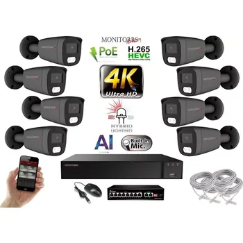 Kompletní kamerový systém MS AI Hybrid Light IP 8 kamerový set se switchem 8 Mpix GTube (6483K8B) (Monitorrs Security)
