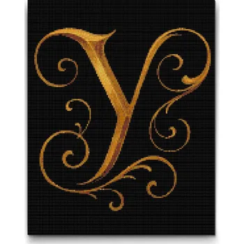Diamantové malování Diamantové malování - Písmeno Y Velikost: 30x40cm, Rámování: Pouze srolované plátno, Diamanty: Čtvercové